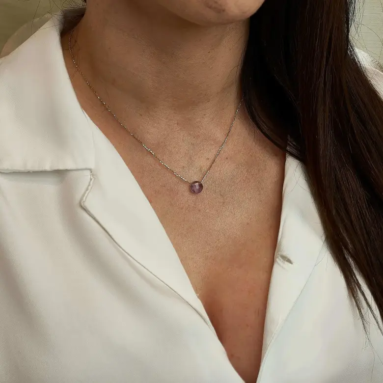 złoty naszyjnik celebrytka z ametystem złoty naszyjnik celebrytka z ametystem